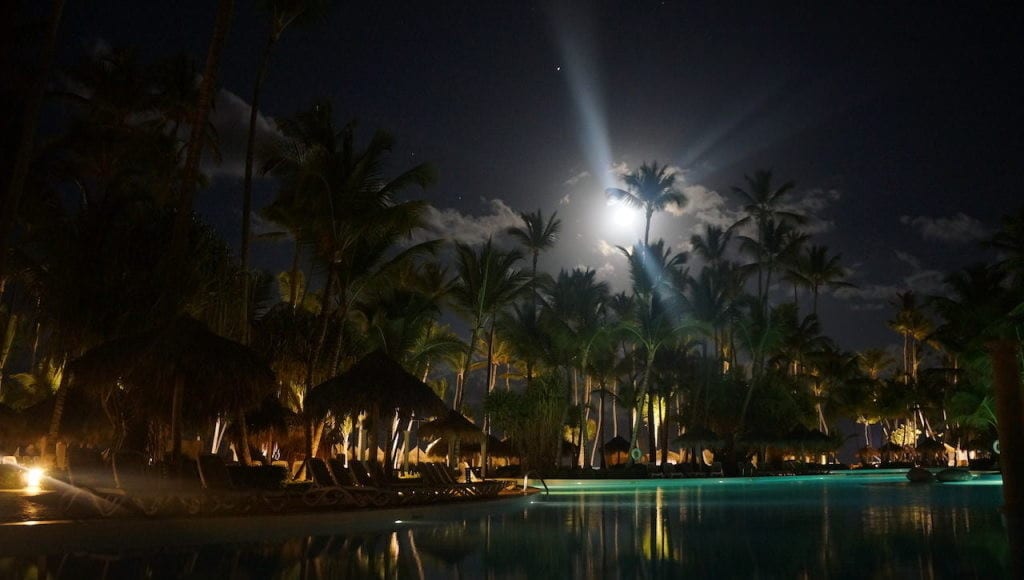 Hotel pool at night