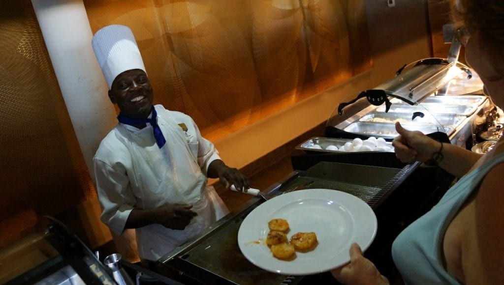 The chefs were fantastic at making breakfast omelettes, but I usually just went for a handful of shrimp, scallops and calamari. Maybe a bit of crayfish. All of it roasted on a grill.