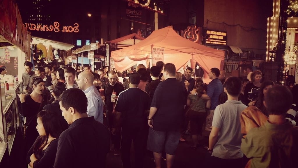 Festival crowd at night