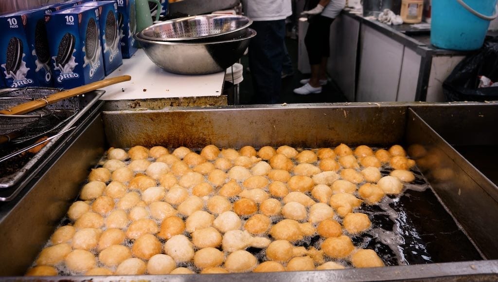 Frying dough balls