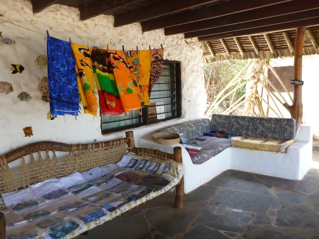 Colorful fabric in rustic room