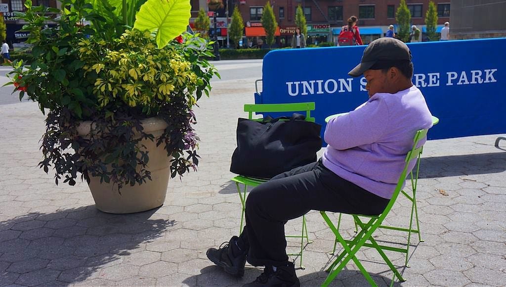 Man resting in union square