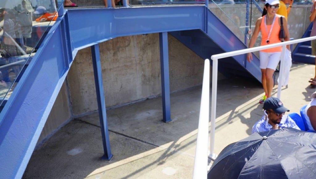 I went to the top seats to seek asylum from the killer sun and I noticed the nooks under the stairs.