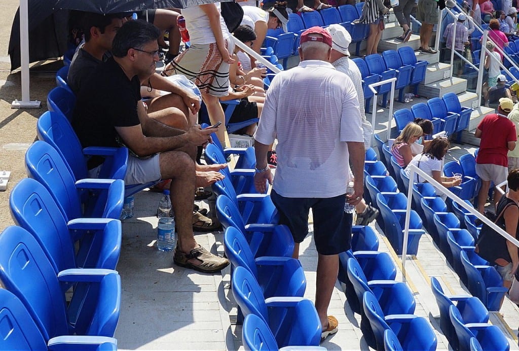 Those who opted to stay in the sun this entire time ended up looking like this grandpa after the game ended. Go ahead, try to sit behind this.